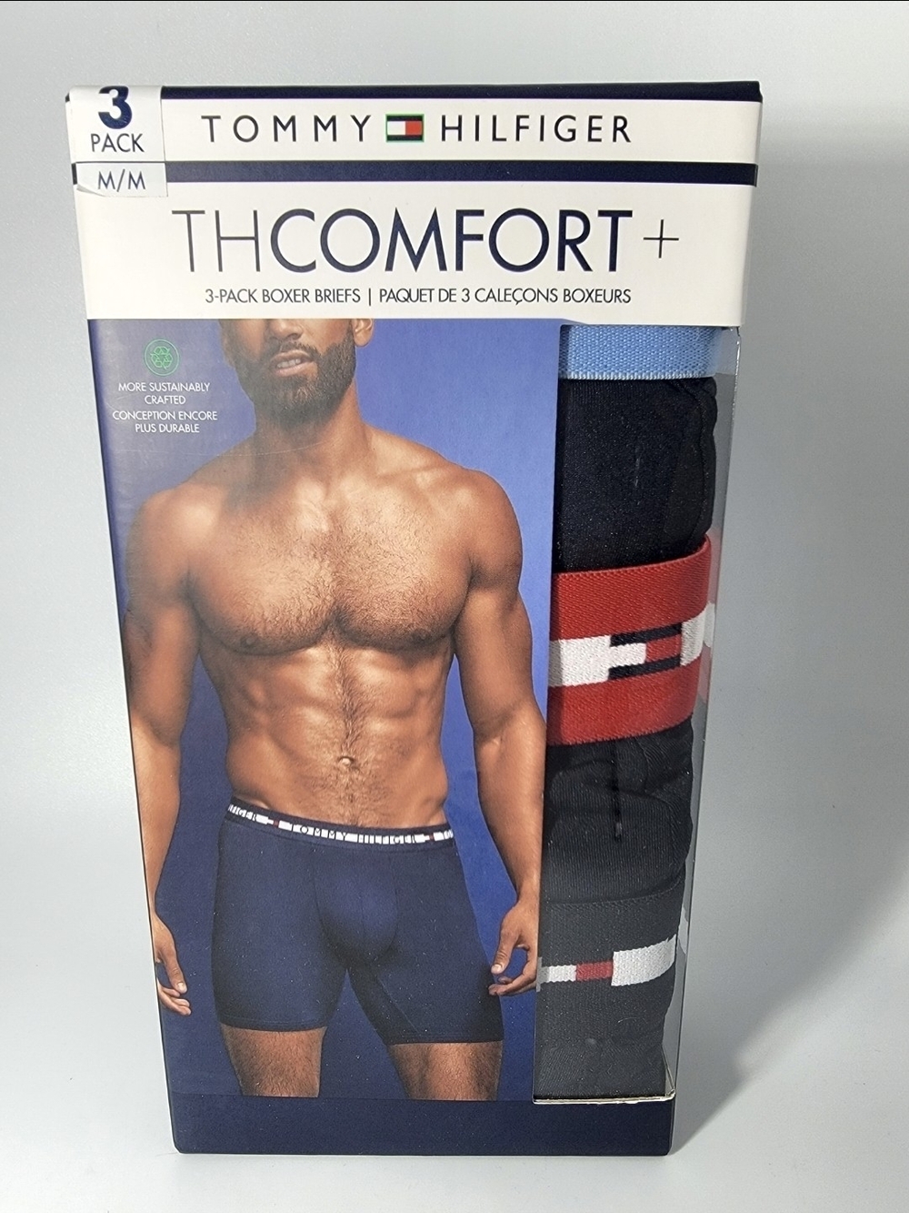 Tommy Hilfiger Mens 3 Pack Medium TH Comfort Plus Boxer Briefs New In Package